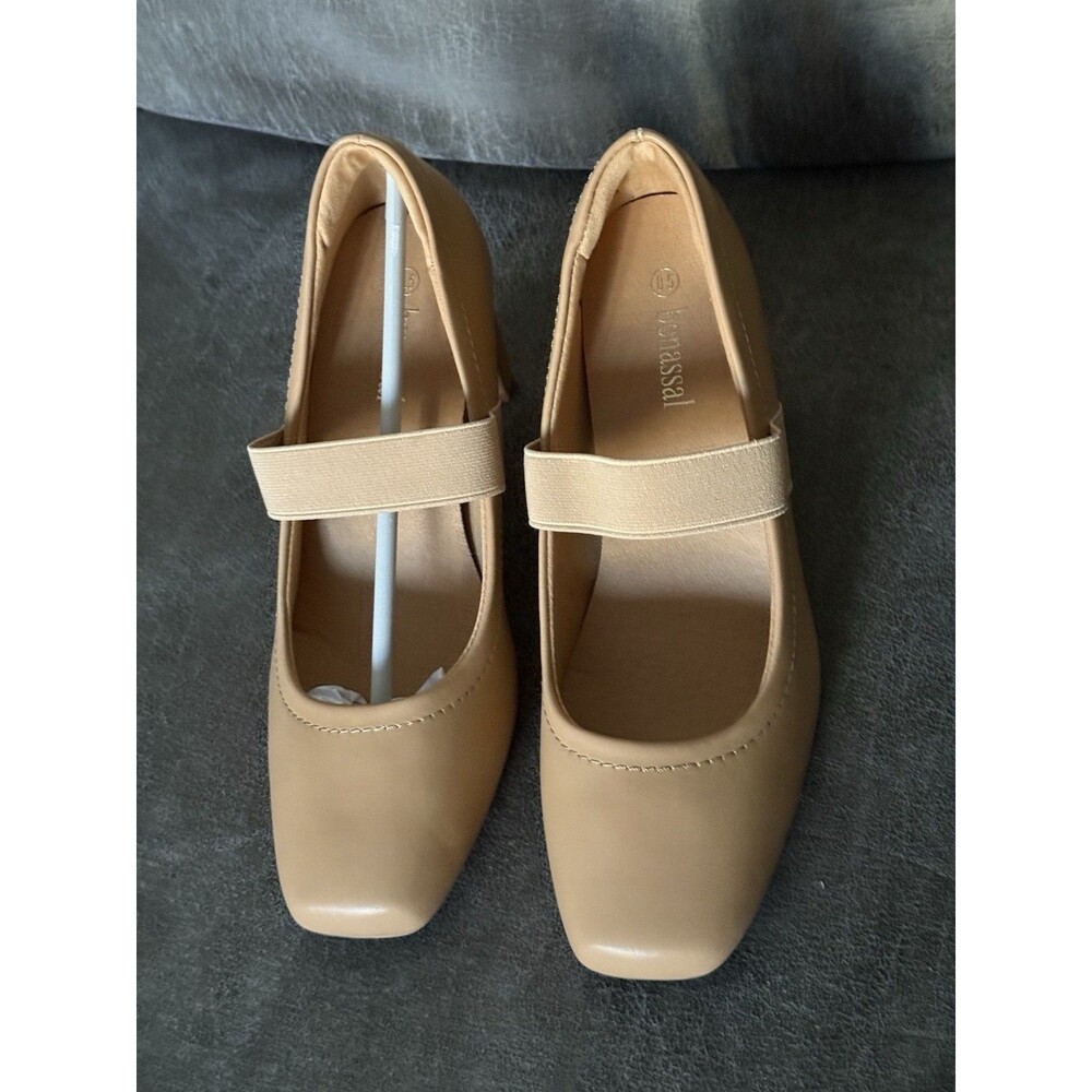Benassal Womens Square Toe Mary Janes High Heels Dress Shoes - 8.5 Beige Tan New - Picture 11 of 17